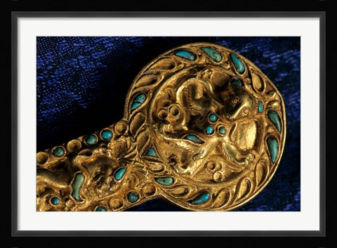 Framed Detail of Dagger, Gold Artifacts from Tillya Tepe Find, Burial 4, Six Tombs of Bactrian Nomads Print