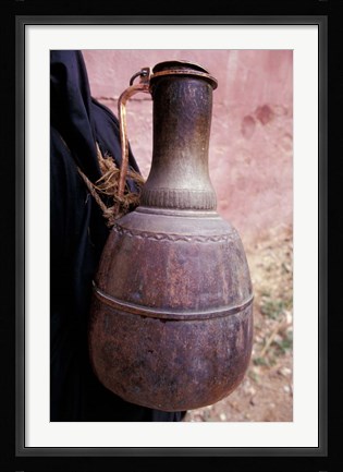 Framed Copper Water Jug is Carried from Well to Homes, Morocco Print