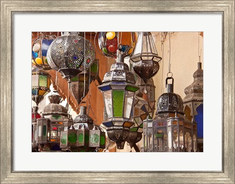 Framed Decorative lanterns in Fes medina, Morocco Print