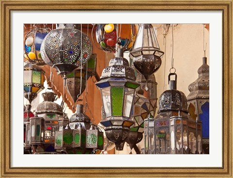 Framed Decorative lanterns in Fes medina, Morocco Print