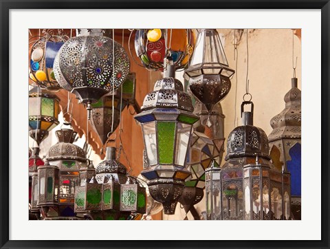 Framed Decorative lanterns in Fes medina, Morocco Print