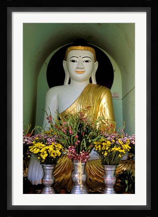 Framed Buddha with Flowers Print