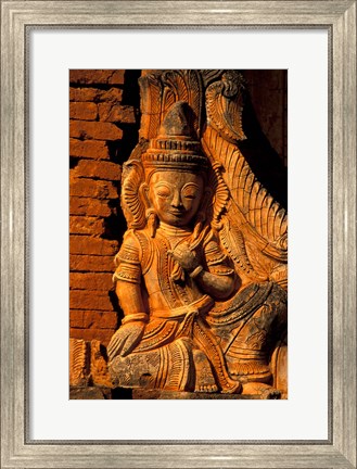 Framed Buddha Carving at Ancient Ruins of Indein Stupa Complex, Myanmar Print