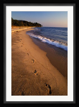 Framed Africa, Tanzaniz, Lake Tanganika. Beach footprints Print