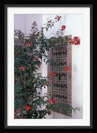 Framed Courtyard with Zellij (Mosaic Tilework), Marrakech, Morocco Print