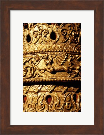 Framed Decorated Column, Sule Paya, Yangon, Myanmar Print
