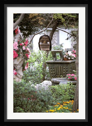 Framed Caged Songbird Hangs in Administrator's Garden, Suzhou, Jiangsu Province, China Print