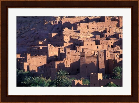 Framed Ait Benhaddou Ksour (Fortified Village) with Pise (Mud Brick) Houses, Morocco Print