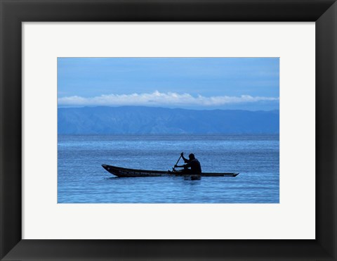 Framed Canoe on Lake Tanganyika, Tanzania Print
