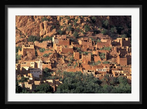 Framed Fortified Homes of Mud and Straw (Kasbahs) and Mosque, Morocco Print