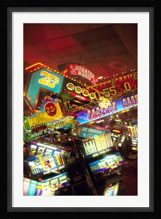 Framed Double exposure, casino signs, Reno, Nevada Print
