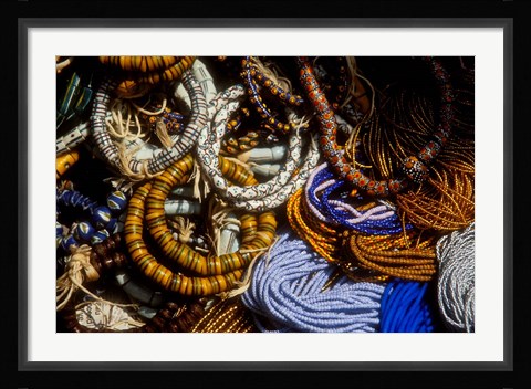 Framed Detail of Beads for Jewelry Making, Makola Market, Accra, Ghana Print