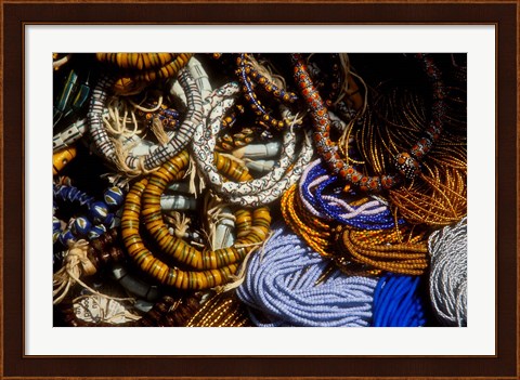 Framed Detail of Beads for Jewelry Making, Makola Market, Accra, Ghana Print