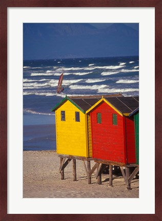 Framed Yellow and Red Bathing Boxes, South Africa Print