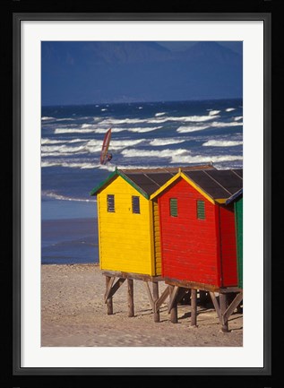 Framed Yellow and Red Bathing Boxes, South Africa Print