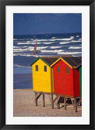 Framed Yellow and Red Bathing Boxes, South Africa Print