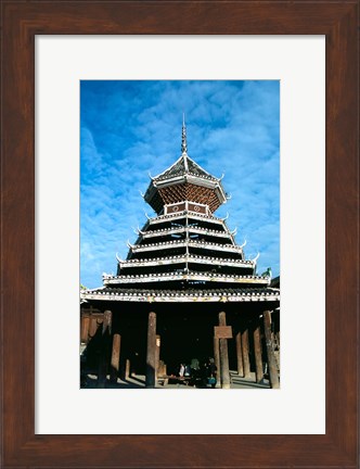 Framed Dong People&#39;s Traditional Drum Tower, China Print