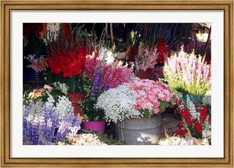 Framed Bunch of Flowers at the Market, Madagascar Print