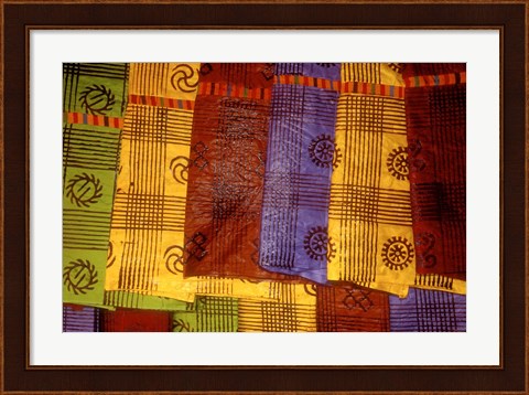 Framed Detail of Adinkra Cloth, Market, Sampa, Brongo-Ahafo Region, Ghana Print