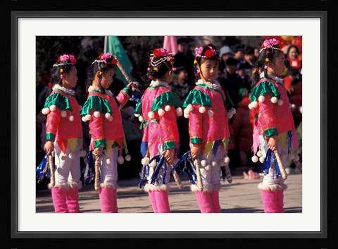 Framed Children's Performance Celebrating Chinese New Year, Beijing, China Print