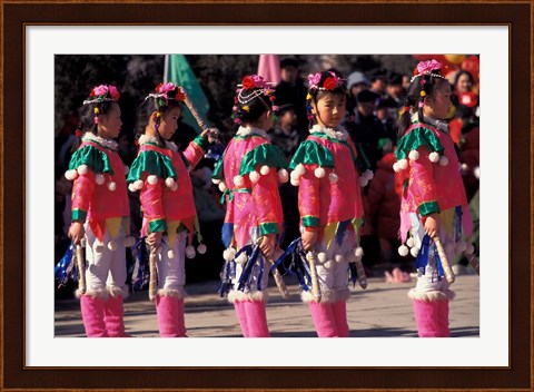 Framed Children&#39;s Performance Celebrating Chinese New Year, Beijing, China Print