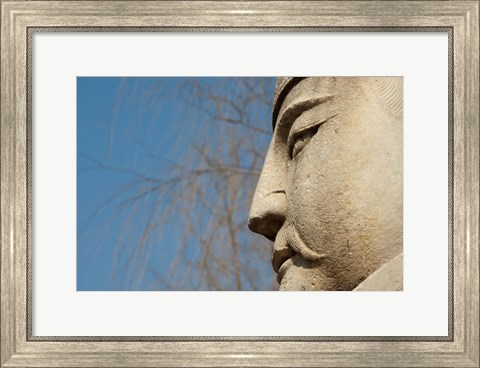 Framed Detail of warrior statue, Changling Sacred Way, Beijing, China Print