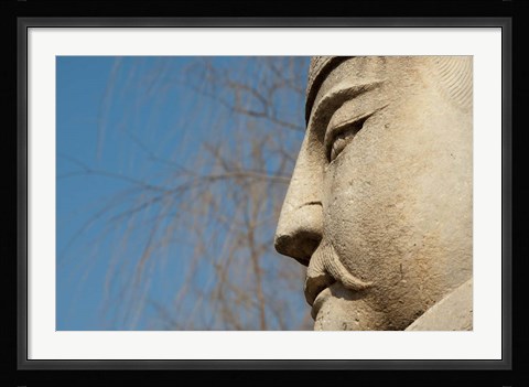 Framed Detail of warrior statue, Changling Sacred Way, Beijing, China Print
