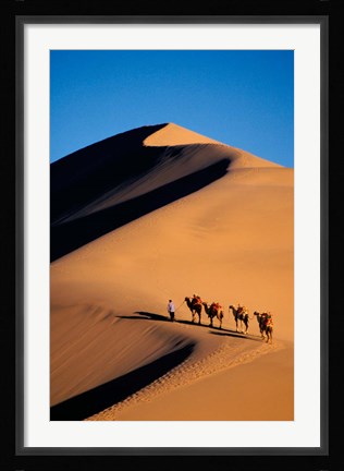 Framed Camel Caravan with Sand Dune, Silk Road, China Print