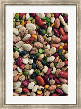 Framed Colorful dried bean soup mixture, cuisine Print