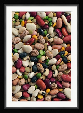 Framed Colorful dried bean soup mixture, cuisine Print