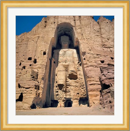 Framed Afghanistan, Bamian Valley, Great Buddha base Print