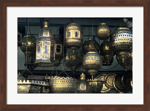 Framed Artwork of Moroccan Brass Lanterns, Casablanca, Morocco Print