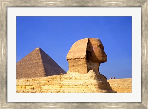 Framed Close-up of the Sphinx and Pyramids of Giza, Egypt Print