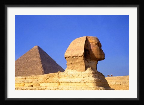 Framed Close-up of the Sphinx and Pyramids of Giza, Egypt Print