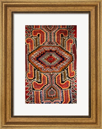 Framed Colorful Rug Artwork, Casablanca, Morocco Print