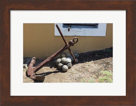 Framed Africa, Mozambique, Maputo. Anchor and cannonballs at the Old Fort. Print
