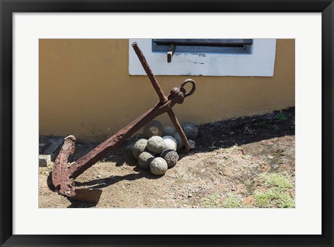 Framed Africa, Mozambique, Maputo. Anchor and cannonballs at the Old Fort. Print