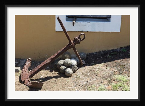 Framed Africa, Mozambique, Maputo. Anchor and cannonballs at the Old Fort. Print