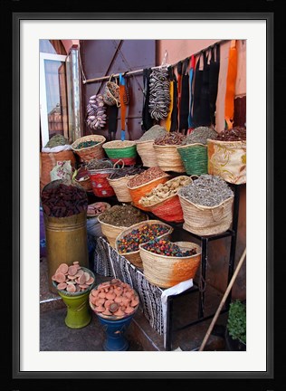 Framed Africa, Morocco, Marrakech. Spices of the mellah of Marrakech. Print