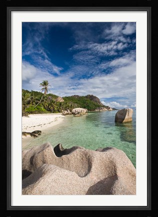 Framed Anse Source D'Argent Beach, L'Union Estate Plantation, La Digue Island, Seychelles Print