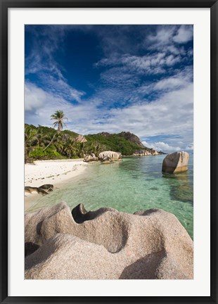 Framed Anse Source D'Argent Beach, L'Union Estate Plantation, La Digue Island, Seychelles Print
