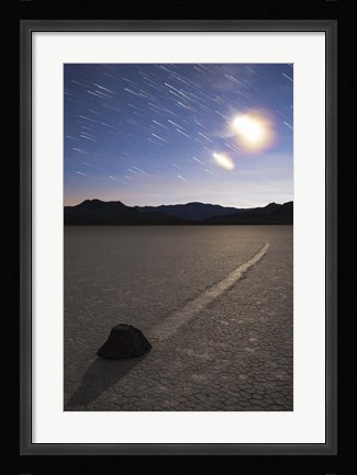Framed Star trails at the Racetrack Playa in Death Valley National Park, California Print