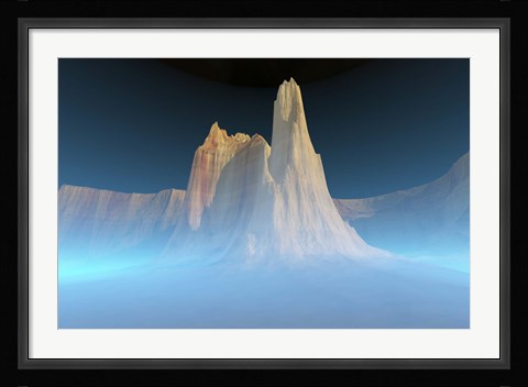 Framed canyon mountain is surrounded by mysterious blue mist Print