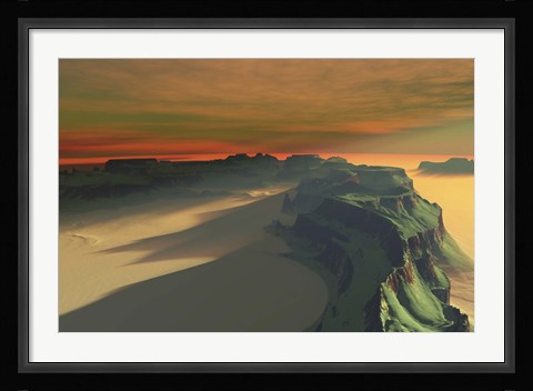 Framed sun sets on this desert landscape Print