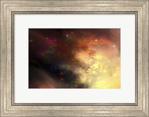 Framed beautiful nebula out in the cosmos with many stars and clouds Print