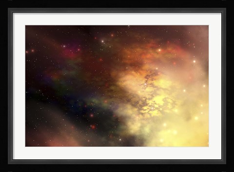 Framed beautiful nebula out in the cosmos with many stars and clouds Print