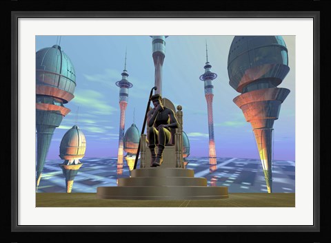 Framed King On His Throne in Futuristic World Print