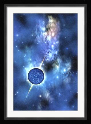 Framed large star with concentrated matter hovers in the cosmos Print