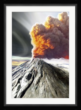 Framed volcano comes to life with billowing smoke Print