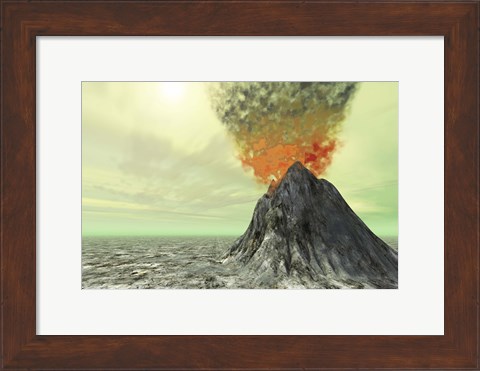 Framed volcano comes to life with smoke, ash and fire Print